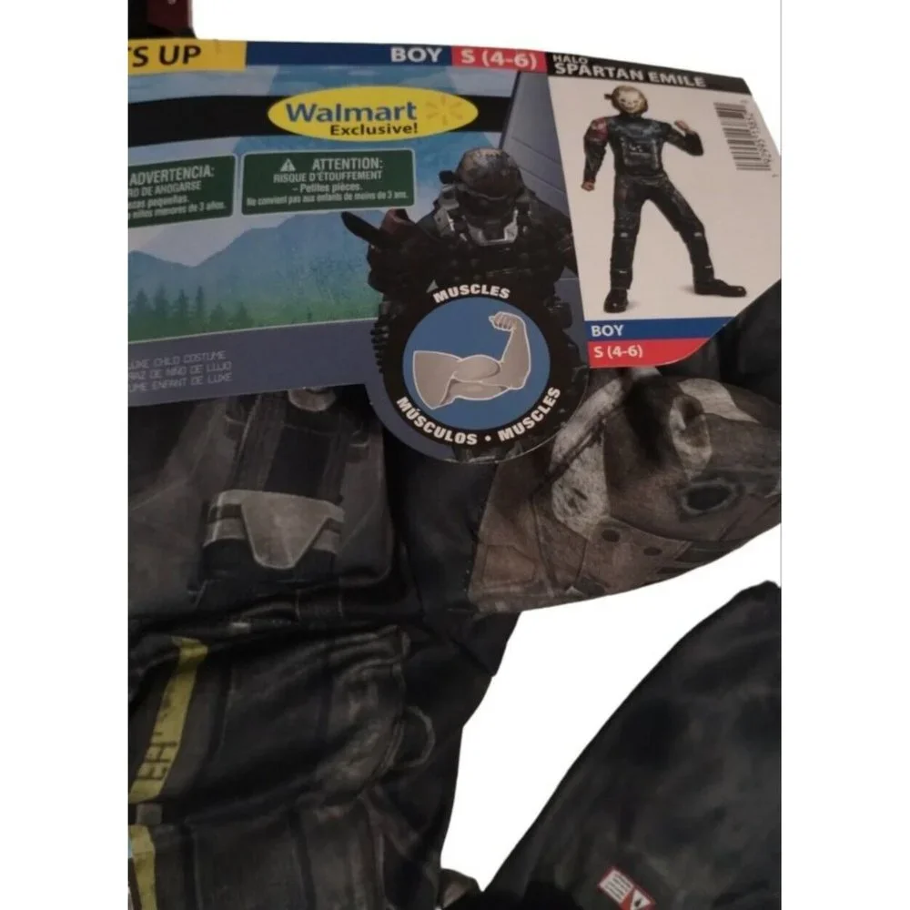 Halo Spartan Emile Boys 3 Piece Costume Small 4 to 6 Halloween Cosplay Lights Up